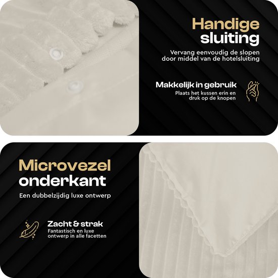 Sleeptime Teddy Rib Dekbedovertrek - 240X200/220 + 2 x kussenslopen 60x70 - Creme — afbeelding 4