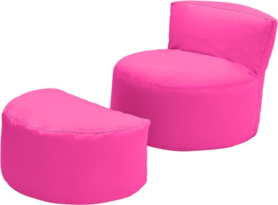 Zitzak stoel met voetenbank, voor binnen en buiten, woonkamer, gamingzitzak, lage rugleuning, waterbestendig, kleine meubels, ergonomisch design, lichaamsondersteuning (roze)