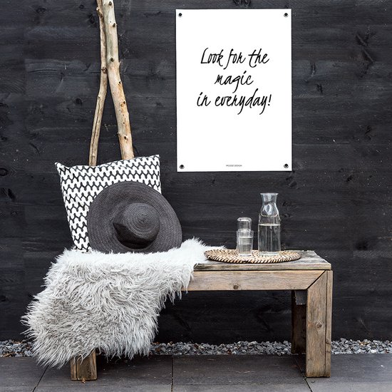 MOODZ design | Tuinposter | Buitenposter | Look for the magic in every day | 50 x 70 cm | Wit