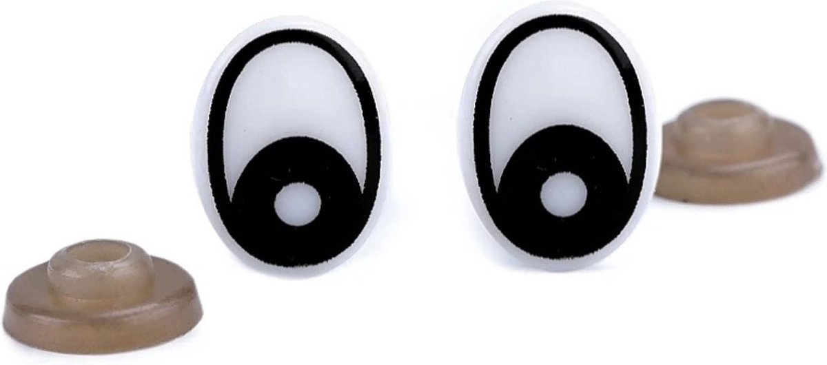 2 paar (4stuks) cartoon ogen voor poppen en knuffels - veiligheidsogen plastic - ovaal - ovalen veiligheidsoogjes - oogjes diy met veiligheidssluiting - Merkloos