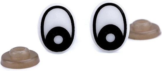2 paar (4stuks) cartoon ogen voor poppen en knuffels - veiligheidsogen plastic - ovaal - ovalen veiligheidsoogjes - oogjes diy met veiligheidssluiting - Merkloos