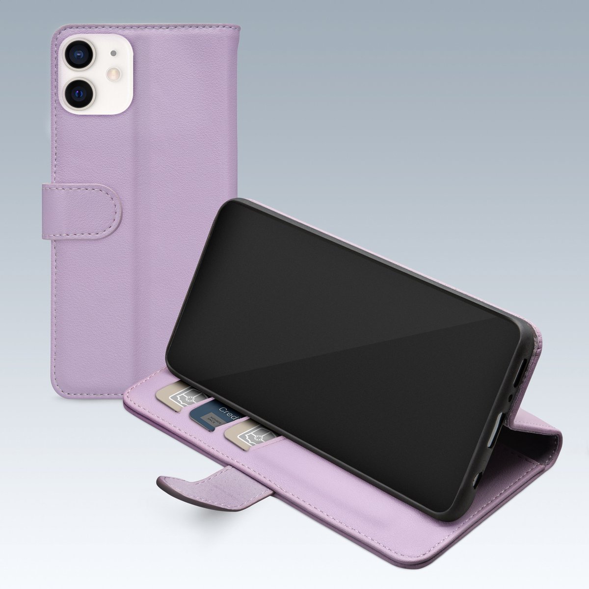 Mobilize Telefoonhoesje geschikt voor Apple iPhone 12 Pro Hoesje | Mobilize Premium Gelly Wallet Bookcase Portemonnee | Pasjeshouder voor 3 Pasjes | Telefoonhoesje voor Pinpas / OV Kaart / Rijbewijs - Paars