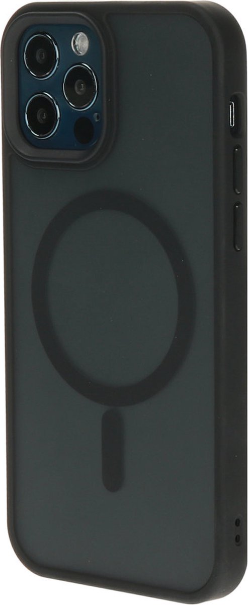Mobiparts Hoesje geschikt voor Apple iPhone 12 Pro MagSafe Telefoonhoesje Hardcase | Mobiparts Hardcover Backcover | Geschikt voor MagSafe | Geschikt voor Draadloos Opladen met Magnetische Ring | Geschikt voor MagSafe Case - Satin Black | Zwart
