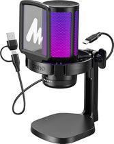 Maono DGM20 - USB RGB Streaming Microfoon met Ruisonderdrukking - Gaming - Podcast - Geschikt voor PS5 / PS4 / PC / MAC / Windows / iPhone / Android - Touch Mute Knop - Popfilter