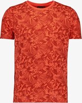 Unsigned heren T-shirt met bloemenprint oranje - Maat XXL