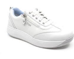 Joya, LAURA White, JY038A, Witte sneaker met schokdempende PU zolen wijdte H