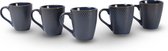 Set van 5 Keramisch Koffiekopjes/Theebeker - 200ml Capaciteit elk - Blauw - Ø7.5cm Bovenkant - 9cm Hoogte Aardewerken KoffieBeker