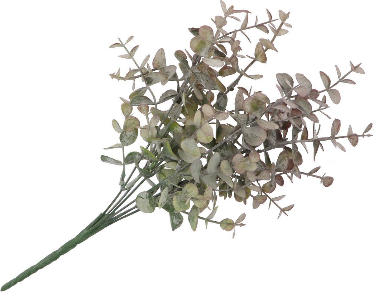 DK Design Kunstbloem Eucalyptus tak - 33 cm - saliegroen - bundel/bosje - Kunst zijde takken/bloemen