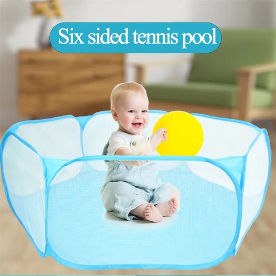 Foto: Arasta 1 stuk box bal pool netto baby indoor opvouwbare bal pool tent oceaan ballen hek ballenbak zeshoekige bal pool polyester stof blauw