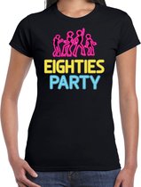 Bellatio Decorations Verkleed shirt dames - eighties party - zwart - neon - jaren 80 - foute party XXL