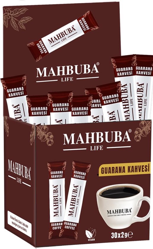 Mahbuba Coffee, Koffie Life Premium Detox Dieet Afslankkoffie met Guarana-extract Energie Hele dag door 30x2gr 1 maand gebruik forx5