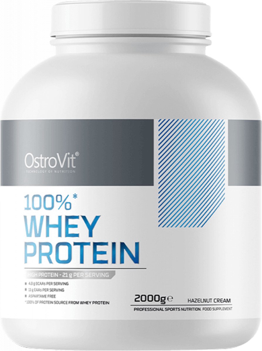 Goedkoopste Protein Poeder - OstroVit 100 Whey Protein 2000 g - - Hazelnoot