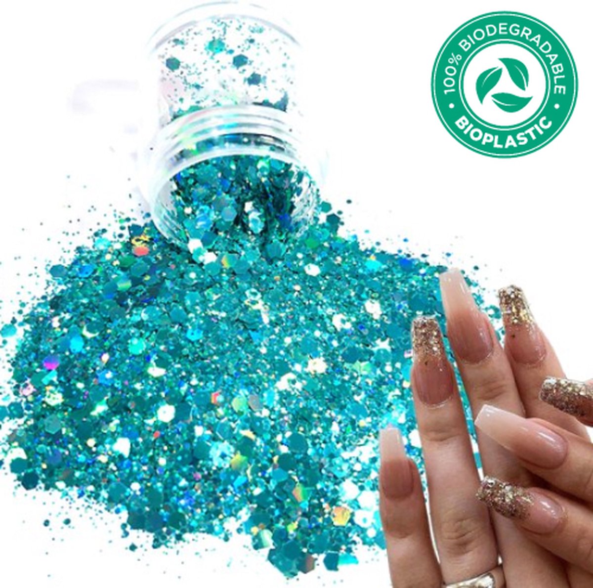 Goedkoopste Chunky Glitters (Lichtblauw) [Volume 8g - Festival Glitter Outfit Nagel Decoratie Versiering - Manicure Kunstnagels Nepnagels Acryl Nagels - Kinderen Volwassenen Dames Glitters]