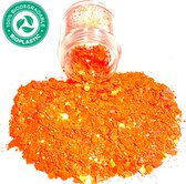 Chunky Glitters (Oranje) (Volume 8g) [ Koningsdag Konings dag Festival Makeup Gezicht Lichaam - Face Body Glitter - Biologisch afbreekbaar - Versiering Dames Volwassen Kinderen]