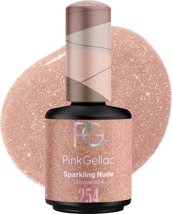 Pink Gellac 254 Sparking Nude Gel Lak 15ml - Lichtroze Gellak Nagellak - Manicure Gelnagels - Glitter Gel Nagellak - Pink Gellac