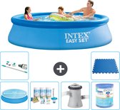 Intex Rond Opblaasbaar Easy Set Zwembad - 305 x 76 cm - Blauw - Inclusief Solarzeil - Onderhoudspakket - Zwembadfilterpomp - Filter - Stofzuiger - Vloertegels