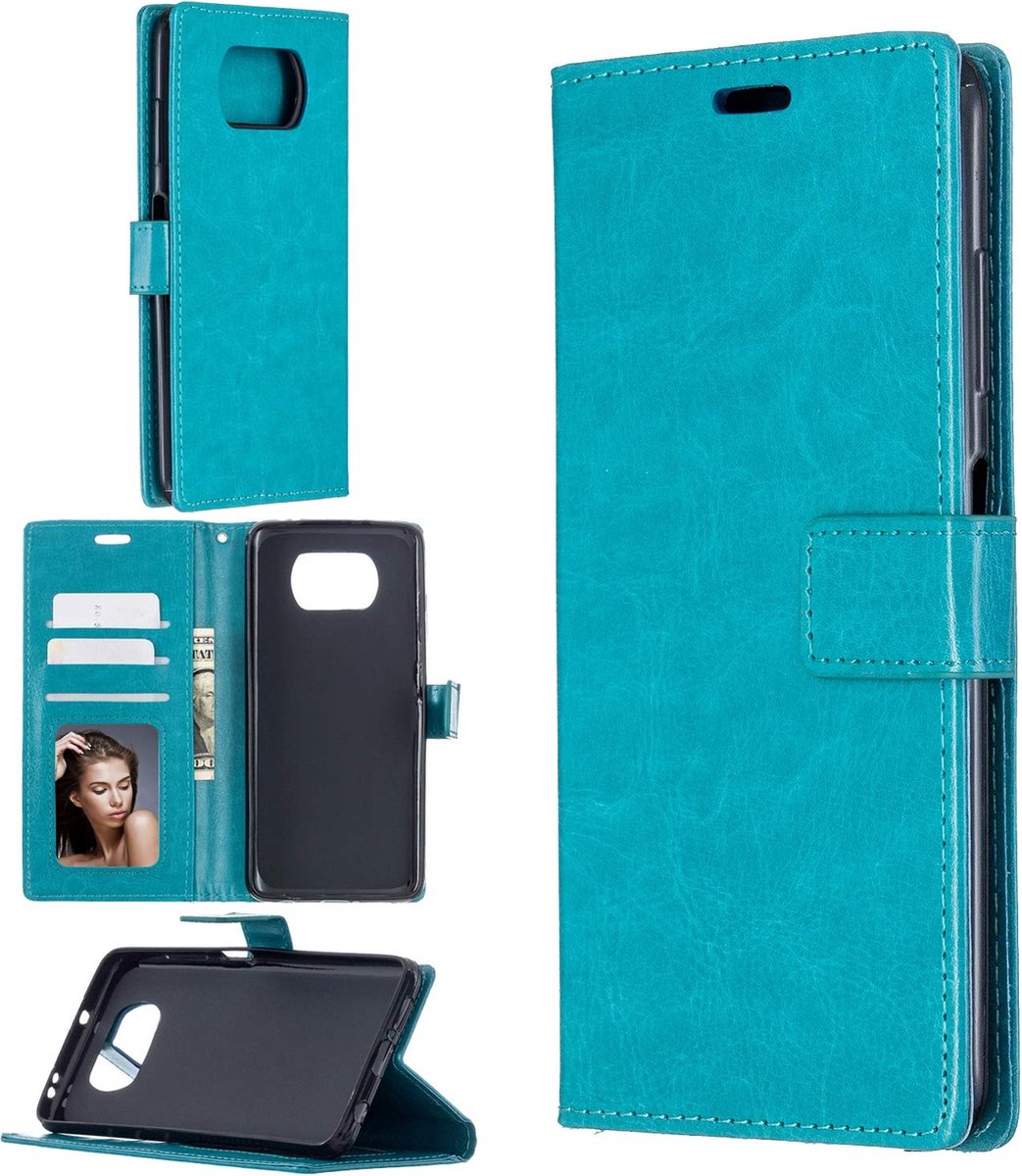 Bookcase Geschikt voor: Xiaomi Poco X3 - Turquoise - portemonee hoesje