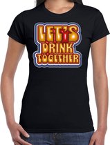 Bellatio Decorations Koningsdag shirt voor dames - let's drink together - zwart - feestkleding M
