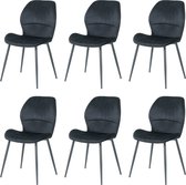 Chaises de salle à manger en velours Nuvolix ensemble de 6 - Texas - chaise de salle à manger - chaise en velours - noir