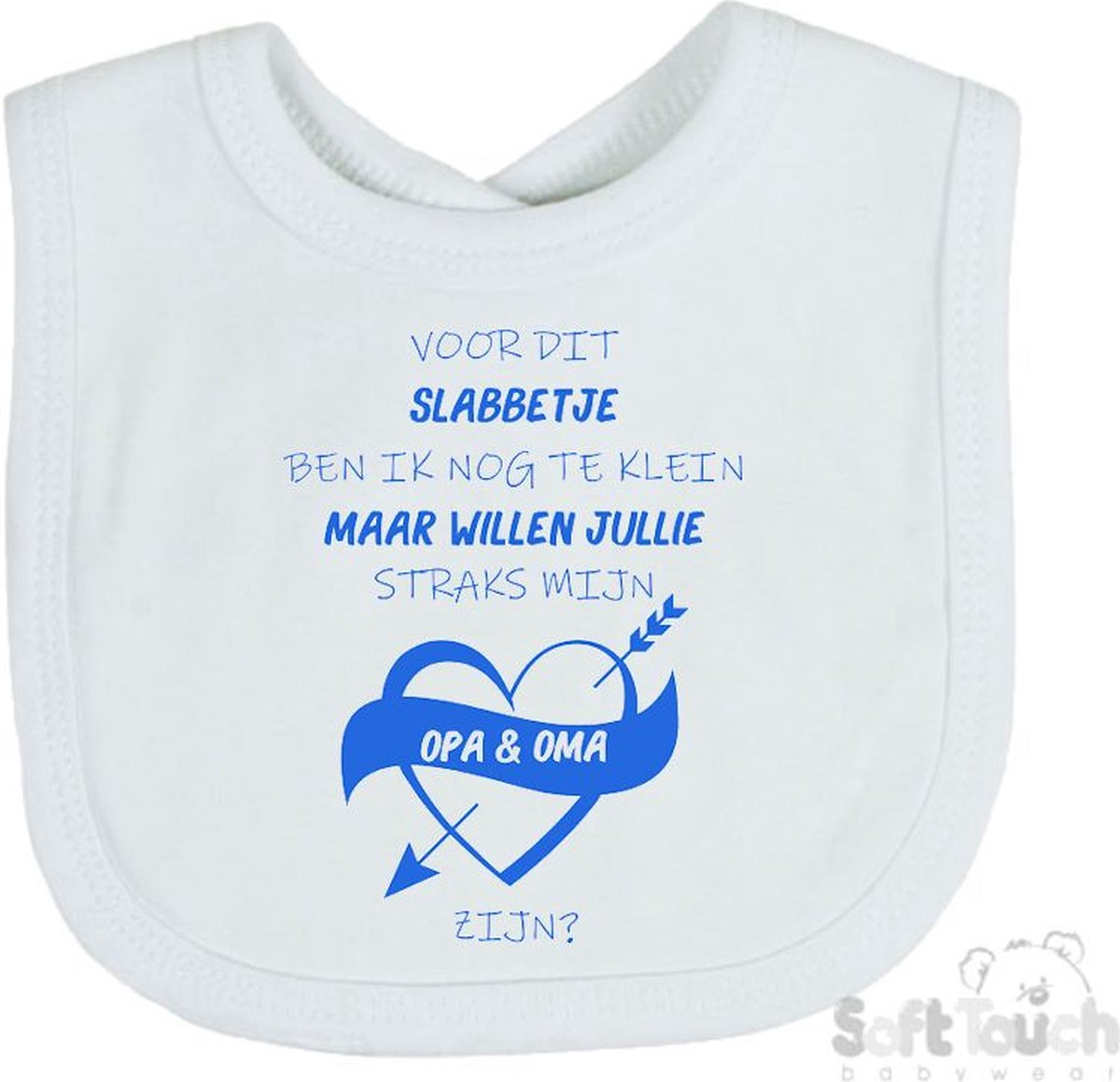 Goedkoopste Soft Touch Slabber Slabbetje Slab Zwangerschap Aankondiging 2.0 Voor dit slabbetje ben ik nog te klein maar willen jullie straks mijn opa & oma zijn Unisex Katoen Wit/blauw Maat 33x22 Cm