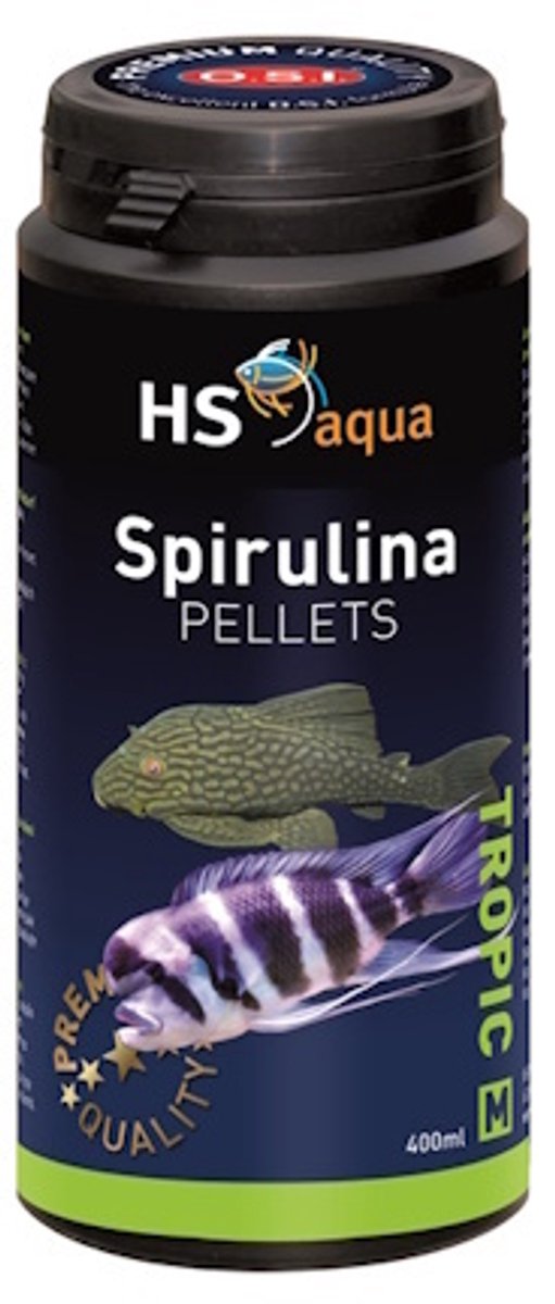 HS aqua Spirulina pellets - voer voor middelgrote aquariumvissen - 400 ml
