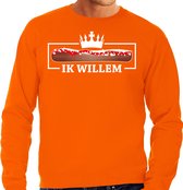 Bellatio Decorations Koningsdag sweater voor heren - frikandel, ik Willem - oranje - feestkleding XXL
