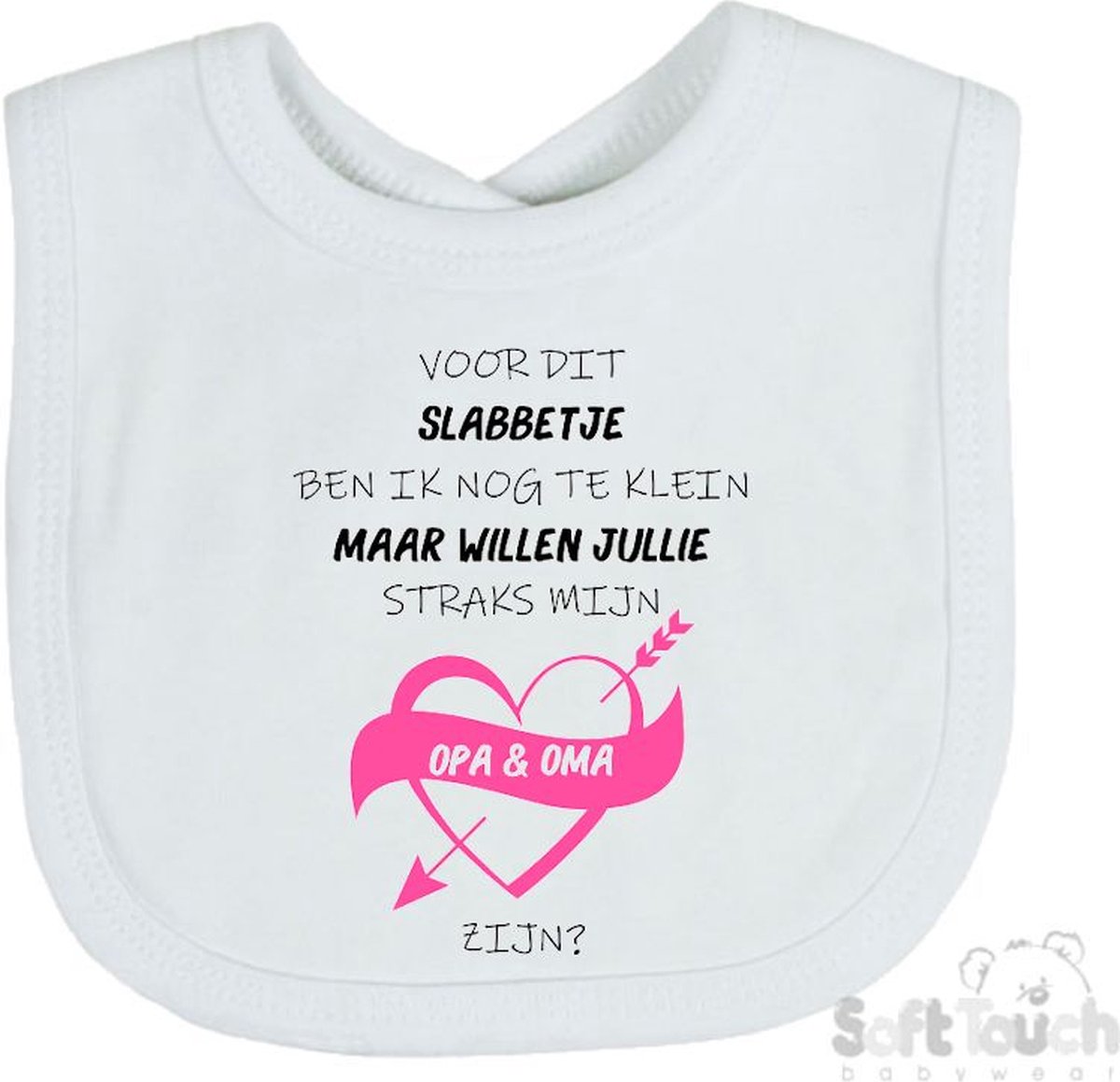Goedkoopste Soft Touch Slabber Slabbetje Slab Zwangerschap Aankondiging 2.0 Voor dit slabbetje ben ik nog te klein maar willen jullie straks mijn opa & oma zijn Unisex Katoen Wit/zwart/roze Maat 33x22 Cm