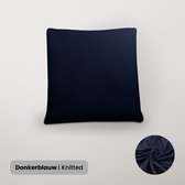 BankhoesDiscounter Knitted Kussenhoes – 45x45cm – Donkerblauw – Kussensloop – Kussenovertrek – Kussenhoes 45x45