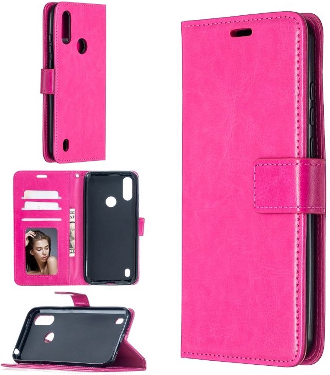 Bookcase Geschikt voor: Motorola Moto E6S - Bookcase Roze - portemonnee hoesje