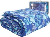 HappyBed Blue leaves | 240x220 - Wasbaar dekbed zonder overtrek - Bedrukt dekbed zonder hoes - Gekleurd 2-in-1 dekbed - Dekbed met print - Hoesloos dekbed