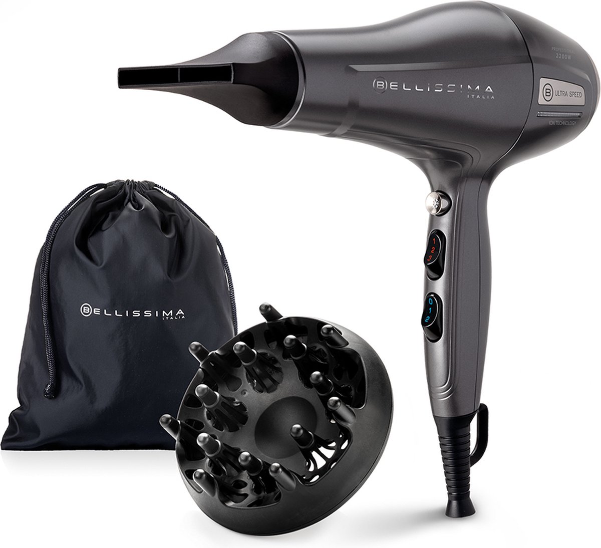 Bellissima 11859 haardroger 2200 W Grijs, Zilver