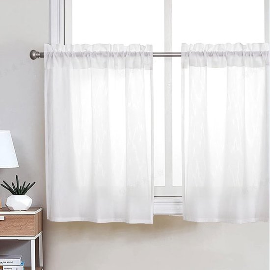 heimtexland® Ronde gordijnboog vitrage gordijn jacquard wit transparant