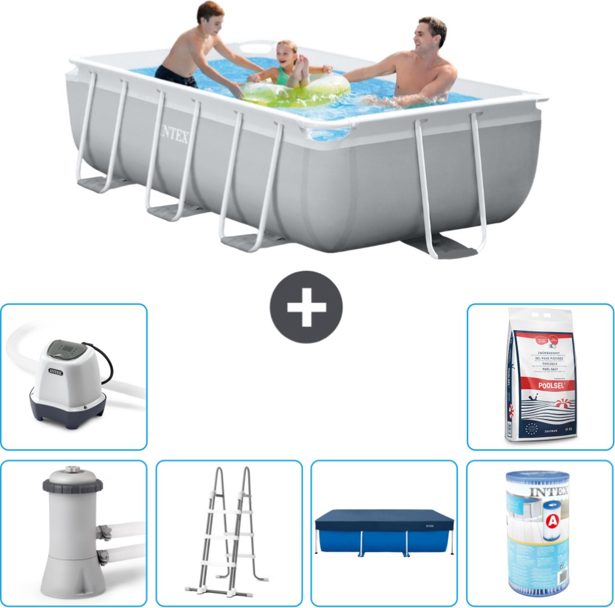 Intex Rechthoekig Prism Frame Zwembad – 300 x 175 x 80 cm – Grijs – Inclusief Pomp – Ladder Afdekzeil – Filter – Zoutwatersysteem – Zwembadzout Intex Rechthoekig Prism Frame Zwembad – 300 x 175 x 80 cm – Grijs – Inclusief Pomp – Ladder Afdekzeil – Filter – Zoutwatersysteem – Zwembadzout