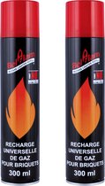 2x Pièces Briquet Gaz - Rechargeable - 600ml - Gaz butane - A recharger - Bouteille de gaz