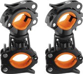 ROCKBROS Houder voor zaklamp, 360°Rotatable Fietslicht Bike Light Holder voor stuur Diameter 20-35mm Zwart Oranje