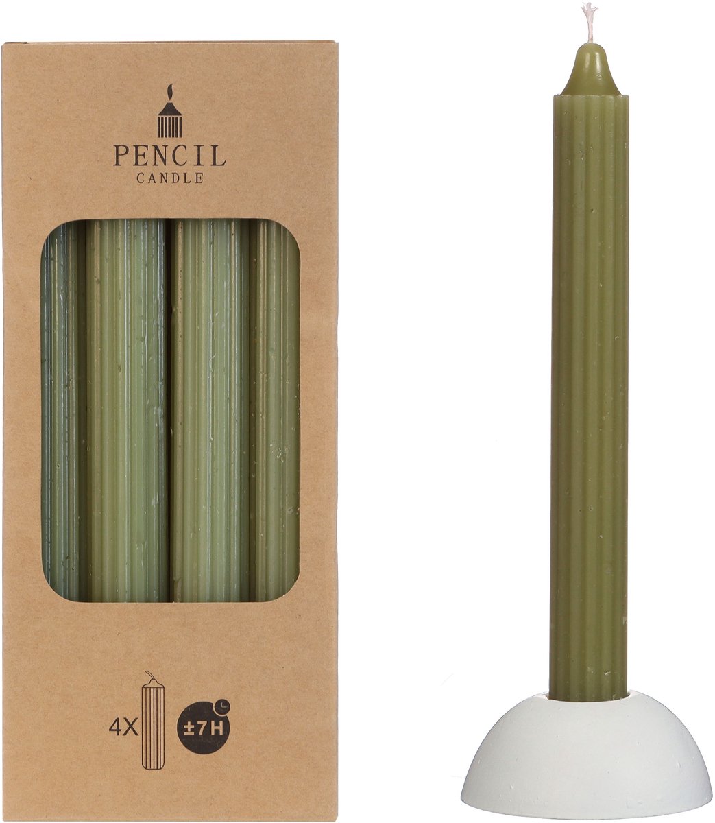 Potlood kaarsen set 4 stuks dia. 2.2 x H 20 cm taupe Hortus