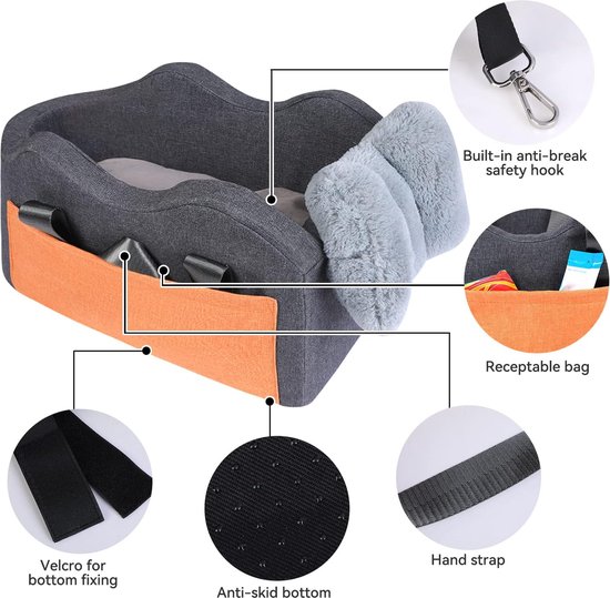 Middenconsole Hondenautostoeltje | Middenconsole Hondenzitje | Middenconsole Auto voor Kleine D | Auto Armleuning Stoel, Wasbare Hondenverhoger, Auto-interieur Accessoires voor Kleine Honden Katten