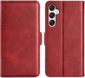 Samsung Galaxy A15 Hoesje - MobyDefend Luxe Wallet Book Case (Sluiting Zijkant) - Rood - GSM Hoesje - Telefoonhoesje Geschikt Voor Samsung Galaxy A15