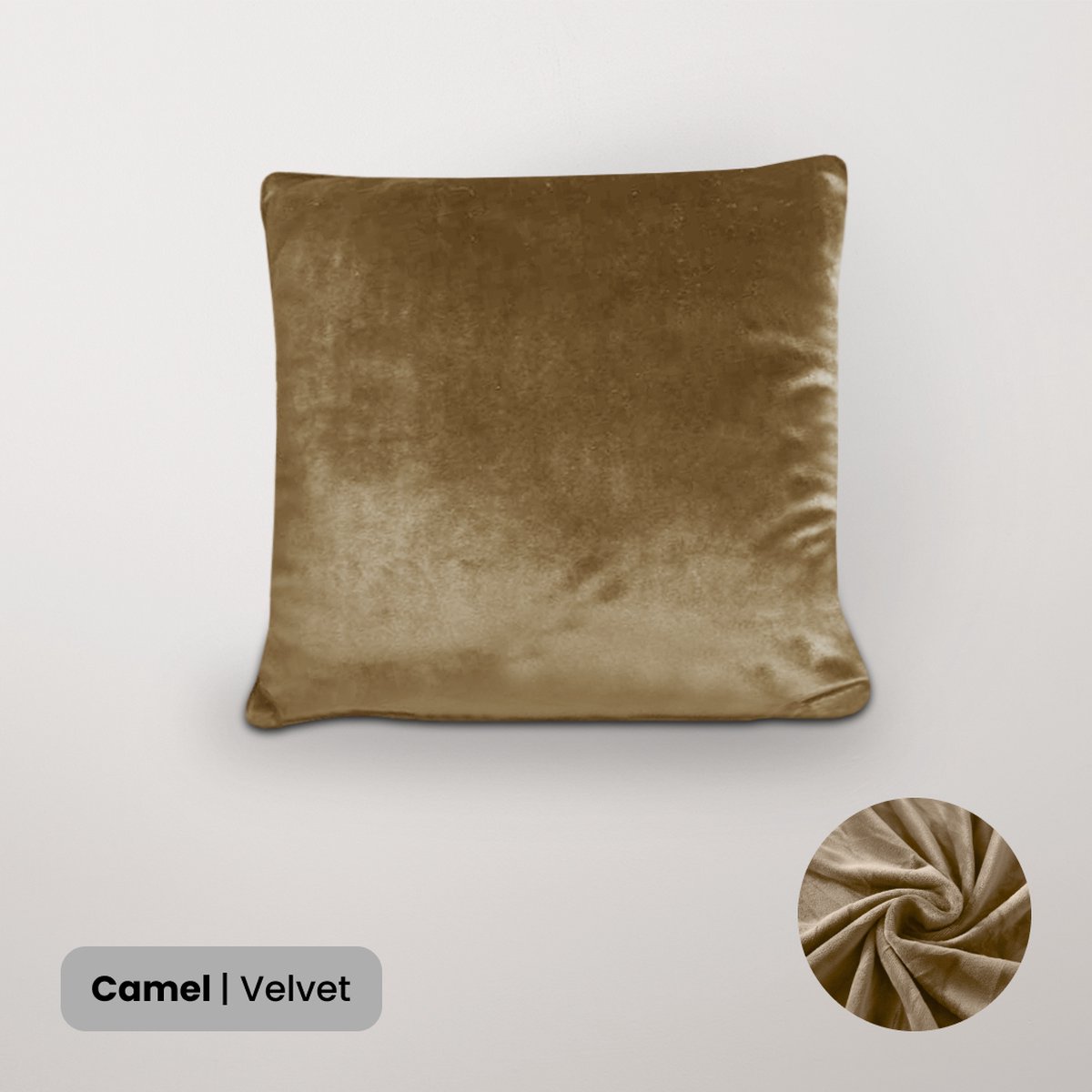 BankhoesDiscounter Velvet Kussenhoes – 45x45cm – Camel – Kussensloop – Kussenovertrek – Kussenhoes 45x45