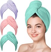 BOTC Haarhanddoek - 3 Stuks Microvezel Handdoek voor Haar - Hair Towel - Haarhanddoek Microvezel - Hoofdhanddoek - Snel Drogend