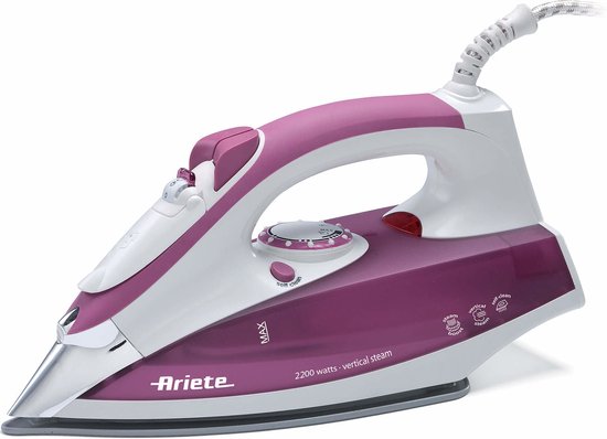 Ariete 6215/00 Stoomstrijkijzer - Droog & stoom - 2200 Watt- Zelfreinigend - verticaal Strijken - Snel Warm - paars