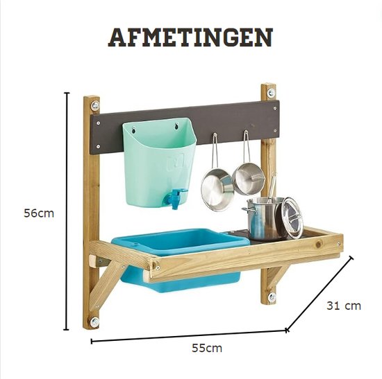 COSTWAY Modderkeuken voor kinderen, outdoor, kinderkeuken met plantenbak en rankrooster, houten keuken met waterfunctie, tuinspeelkeuken, outdoorkeuken incl. accessoires voor kinderen vanaf 3 jaar