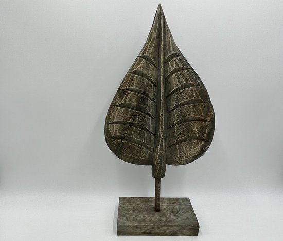 Purity - Carved Wood Elephant Statue for Ornament, Dense Wood, Brown, Large 22 cm