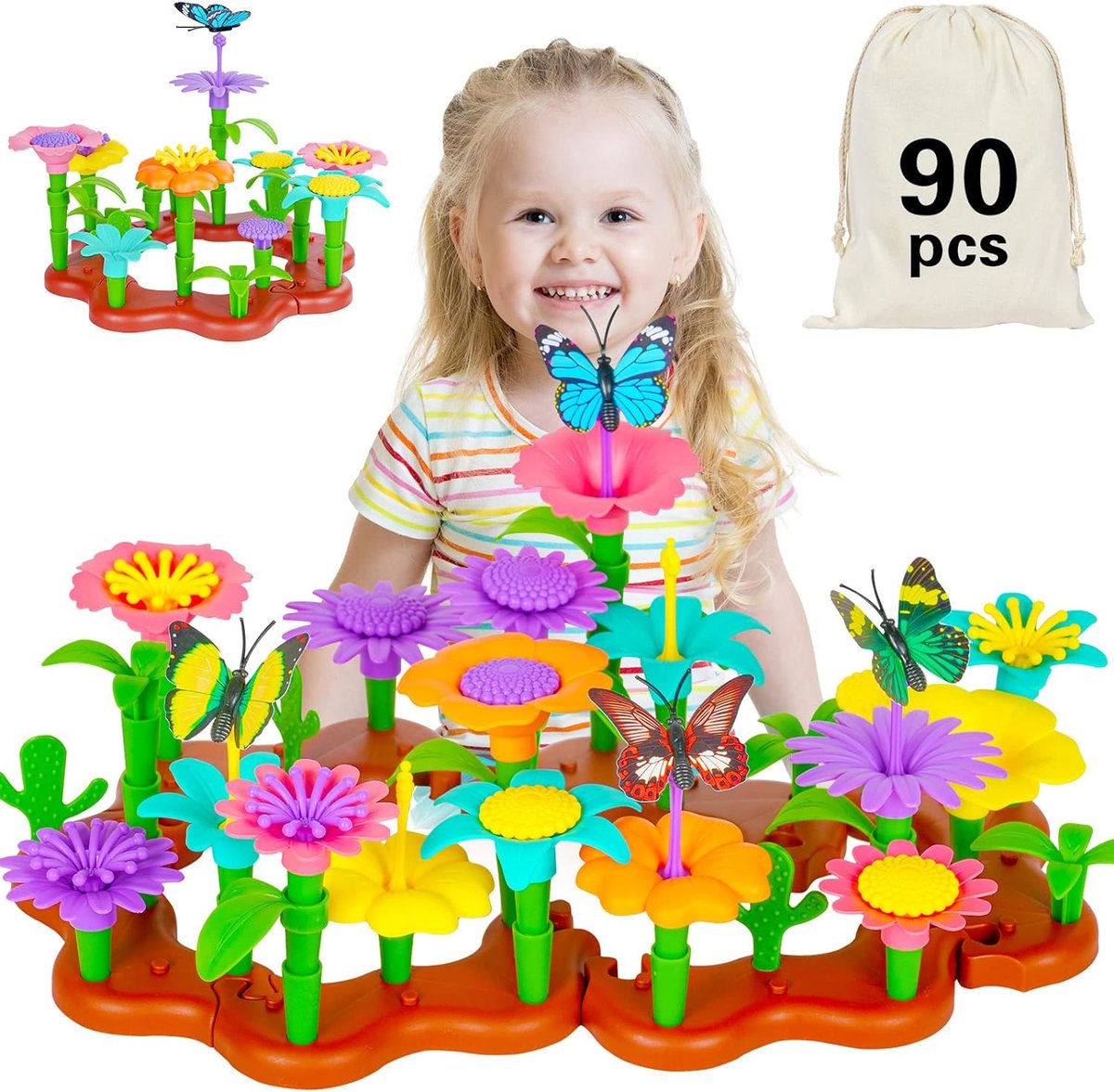 Bloemenknutselset - Bloemenknutselset met vilten knopen - Vilten
