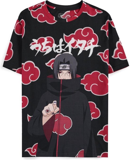 Naruto - Itachi Clouds - Digital Printed Heren T-shirt - XS - Zwart