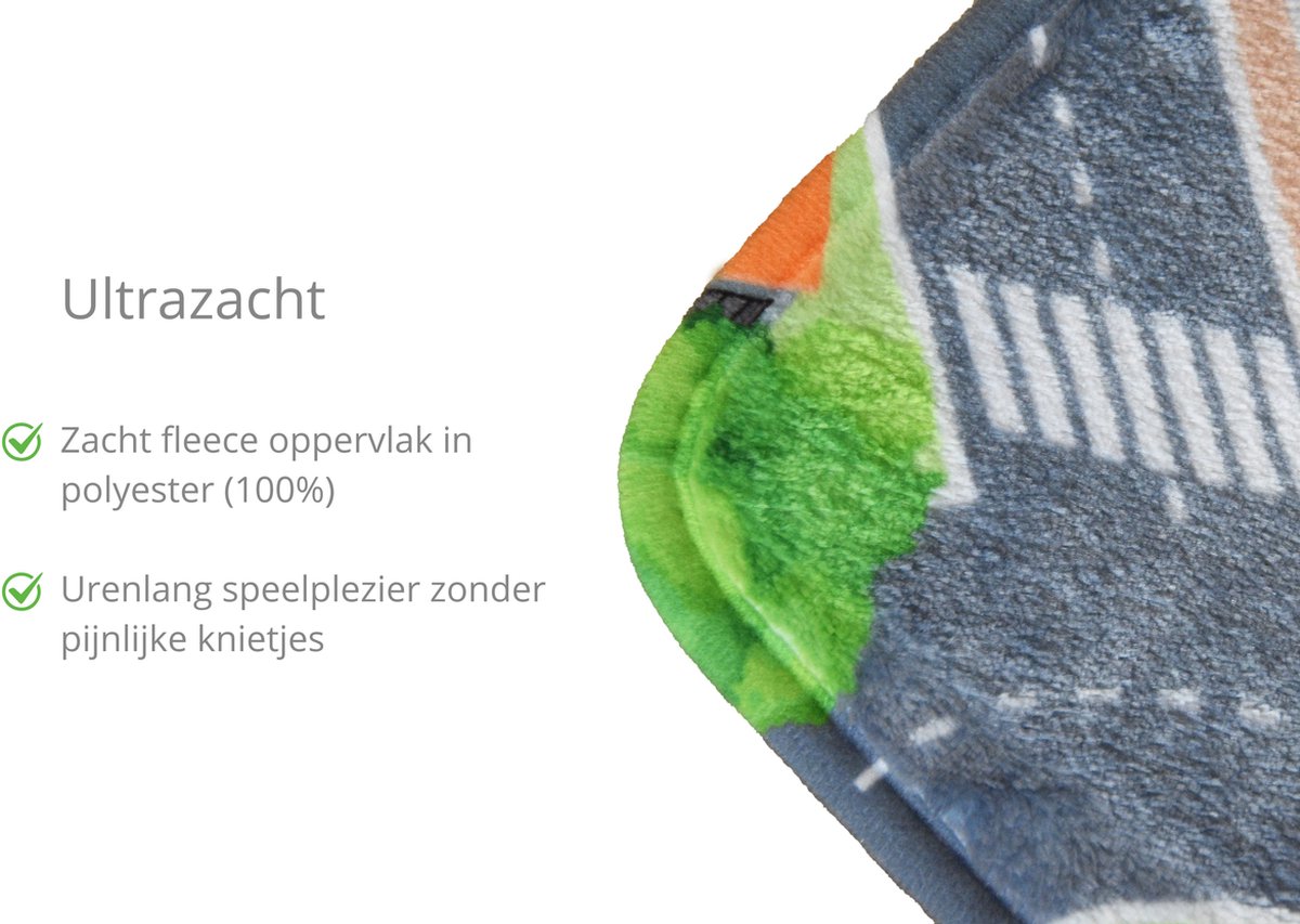 Mats & Joy® City Auto Speelmat 130x130cm - Fluweelzacht Speeltapijt - Anti-slip Speelkleed - Wasbaar Autokleed - Auto Tapijt — afbeelding 8