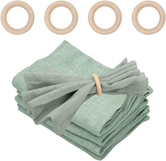4er Set Stoffservietten Beige Shabby Vintage Landhaus Weihnachten Goldrand | Für den Tisch | Allerlei Stoffe | Fräulein Fröhlich Dekoshop - Deko und Accessoires
