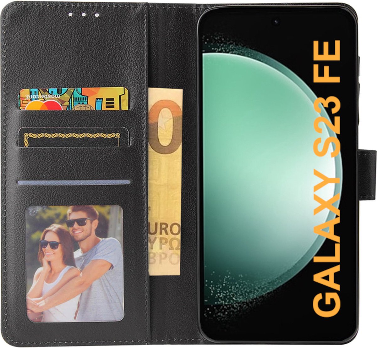 BookCase Hoesje Geschikt Voor Samsung S23 FE - Wallet Case - Hoesje Met Pasjeshouder - Zwart