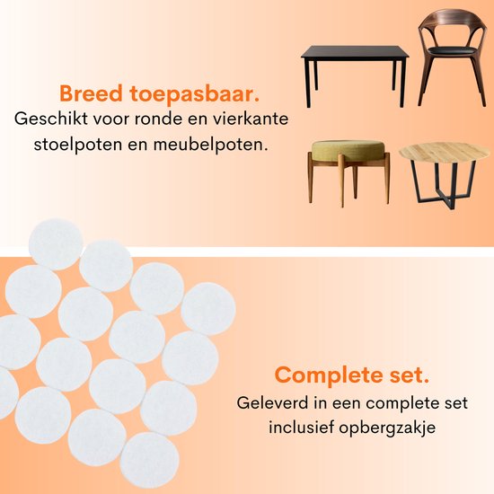 FLOOQ Anti Kras Vloerbeschermer vilt wit 120 stuks Meubelvilt