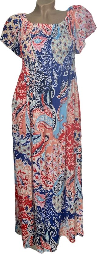 Dames maxi jurk met bloemenprint L/XL Roze/rood/blauw